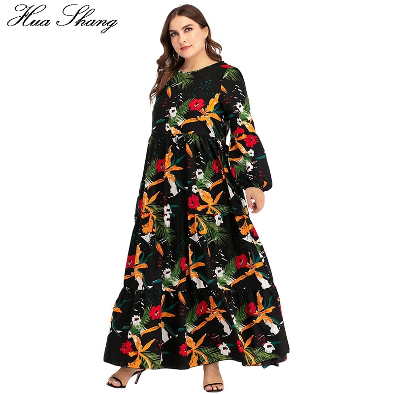 Plus Size Bohemian Jurk Maxi Vrouwen Zomer Lange Mouw Bloemenprint Boho Strand Jurk Losse Oversized Dames Tuniek Lange Jurken