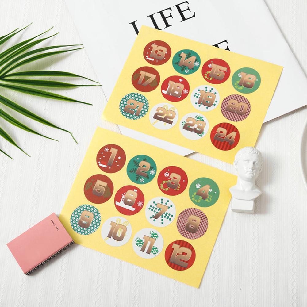 Christmas Number Stickers Diy Scrapbooking Round Christmas Xmas Labels Sticker Decor O7F9