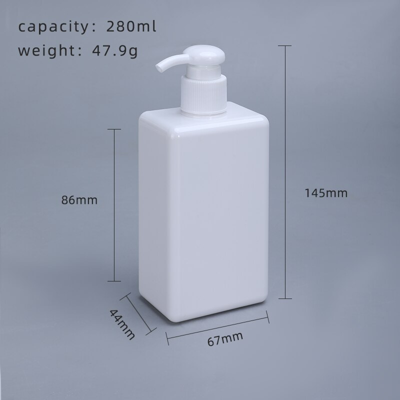 Dikker Lege Vierkante Hervulbare Fles Met Pomp Voor Badkamer Keuken Shampoo Lotion Zeep Petg Opslag Container 1Pcs: 280ml white
