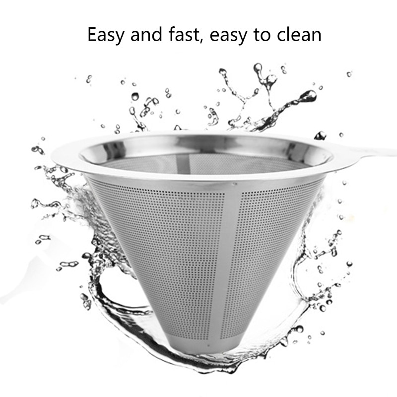 Återanvändbara kaffefilterhållare rostfritt stål brygg dropp kaffefilter tratt metall mesh kaffe te filter korg verktyg