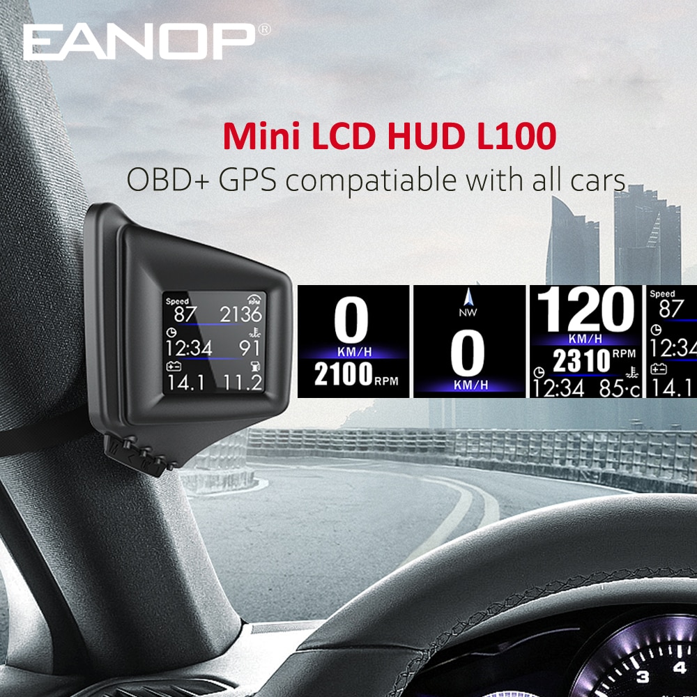 Eanop Hud Pantalla Head Up Obd Veloc Metro Gps Para Coche Kmh Mph