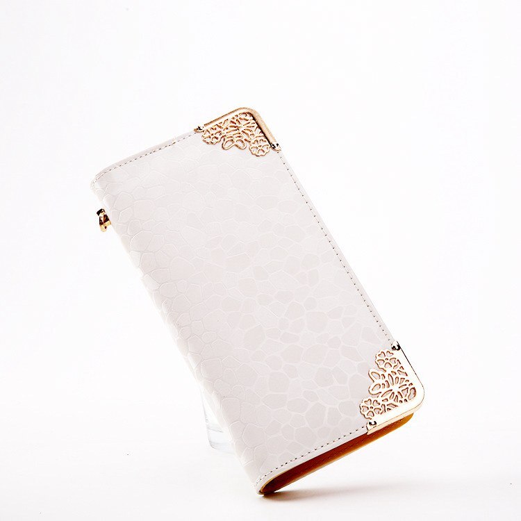 Long Wallets Ladies PU Leather Zipper Purse Card Holders Clutch bag Wallet Women Female Carteira Feminina S1262: White