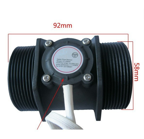 Débitmètre d'eau de 2 pouces, capteur à effet Hall, interrupteur, 10-200l/min