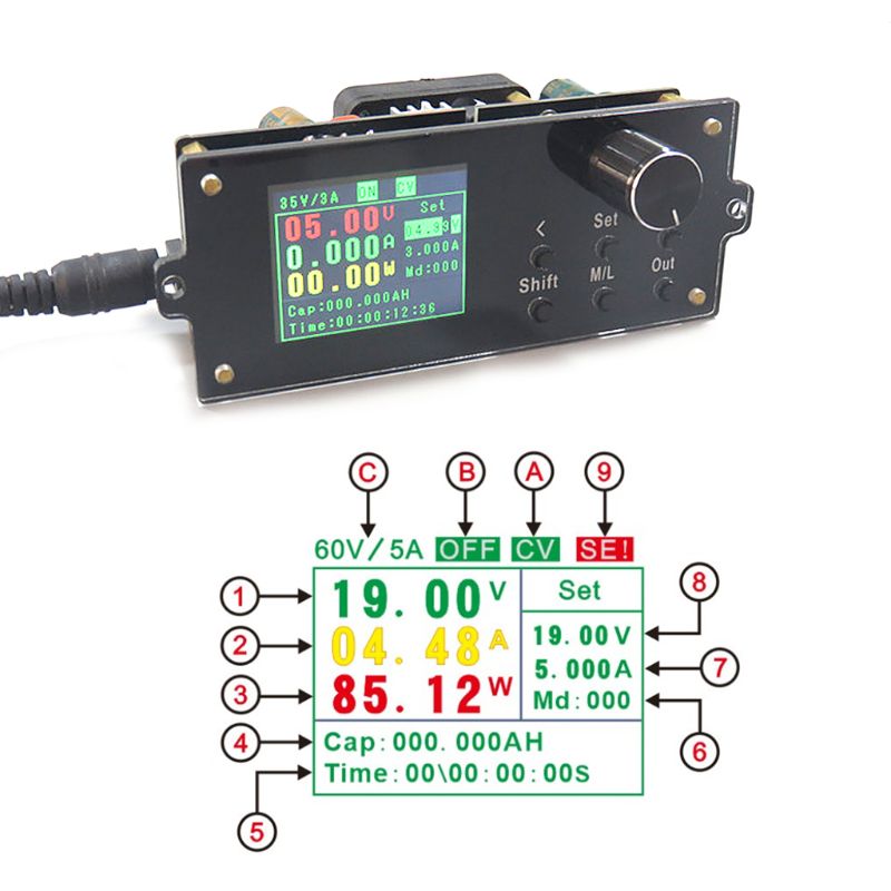 Dpx 6005s laboratorie strømforsyning 60 v 5a justerbar cnc dc spændingsregulator buck modul digital display spænding og strøm