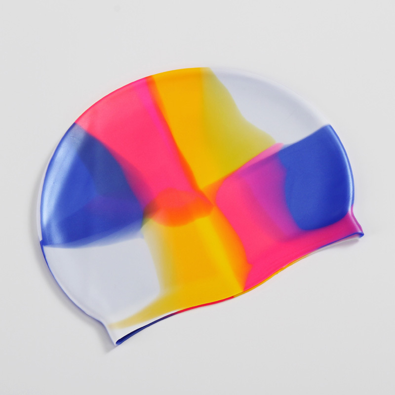 Silicone Adult Waterproof Swimming Cap Gradient Color Dry Hair Swim Cap for Men Women Protect Ears Swim Hat Swimming Accessories