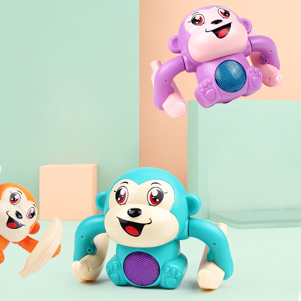 Baby Voice Control Rolling Little Monkey Toy Walk Sing Brain Game Electric Toys