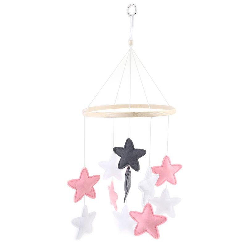 Culla Feltro Stelle Musical Mobile Rattle Infant Culla Vento Carillon Letto Campana Giocattoli Per Bambini Camera Appeso Decorazione