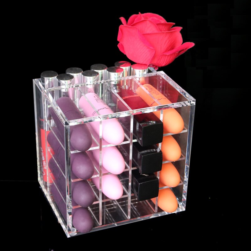 Akryl läppstift display hylla 17 fack klar läpp gross förvaring makeup organizer läppstift hållare rack lip gross förvaringshylla