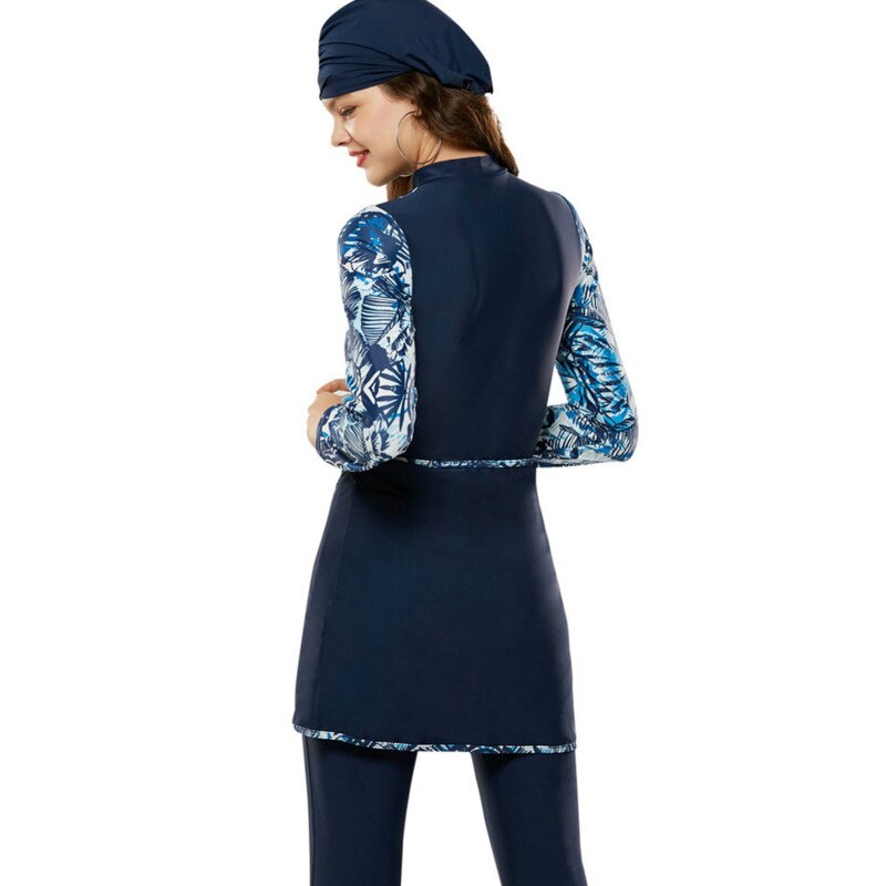 Moslim Badpak Bescheiden Burkinis Volledige Cover Badmode Islamitische Lange Mouwen Rits Zwemmen Set Beachwear Badpak