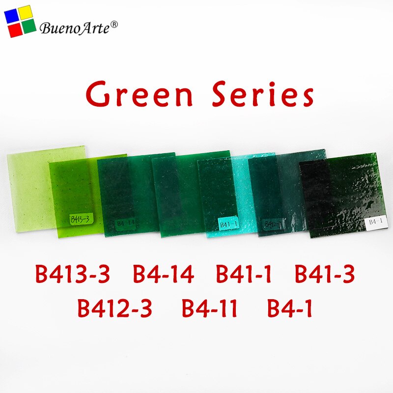 COE 85 Fusible Glass Pack Fusing Glass Transparent mixed colour Artisanal production melt handmade Melting Glass: Green Series / 5CM*5CM