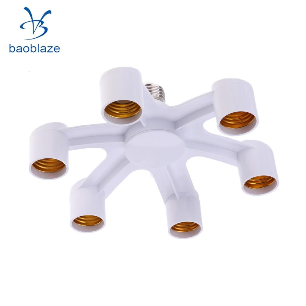 E27 Light Bulb Lamp Adapter Houder Converter Socket Base Splitter 3/4/5/6/7 In 1: 6 in 1 E27 