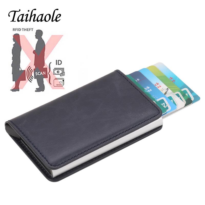 Taihaole Men Credit Card Holders Business ID Card Case Automatic RFID Card Holder Aluminium Bank Card Wallets