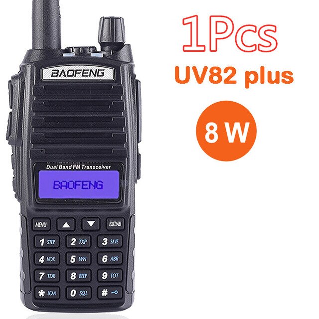 2 pièces Baofeng Ture 8 W UV-82 10KM longue portée puissant talkie-walkie voie Radio Amador 8 Watts émetteur-récepteur Portable CB Vhf/uhf deux: 1PCS-UV82-8W
