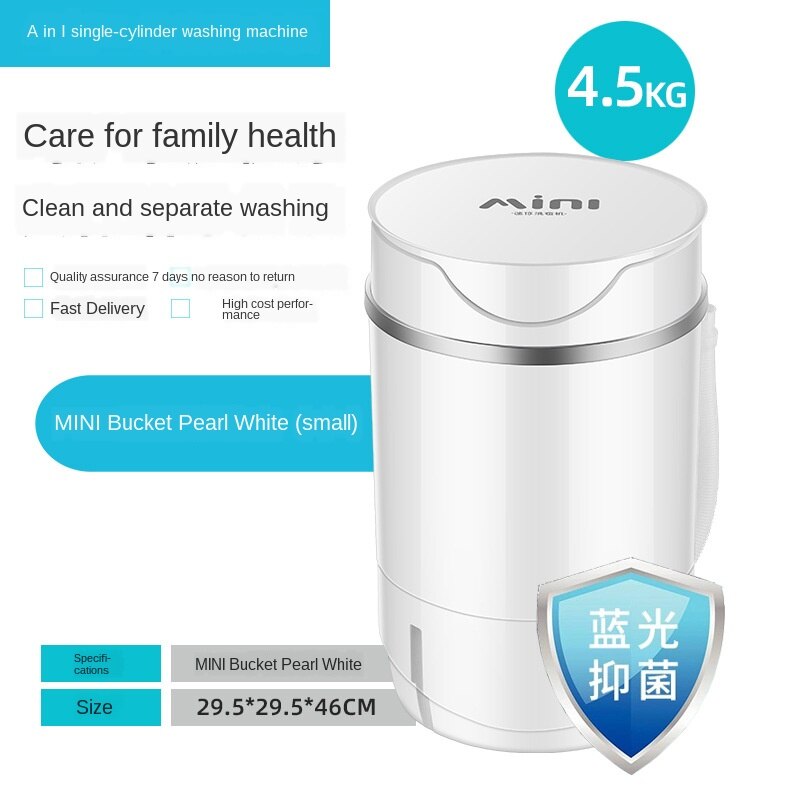 Anteojo único-Mini lavadora semiautomática para niños, lavadora pequeña para el hogar: Blanco