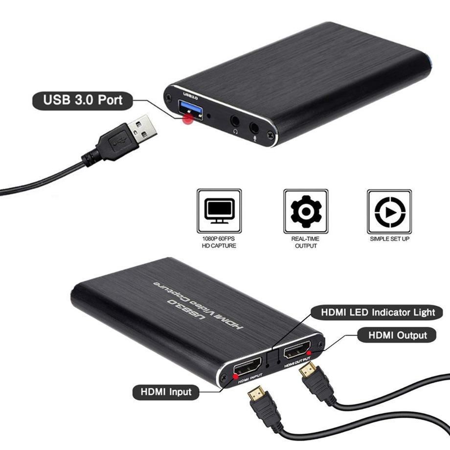 Pzzpss 4K Usb 3.0 Video Capture Card Hdmi-Compatibel 1080P 60fps Hd Video Recorder Grabber Voor Obs vastleggen Game Card Live