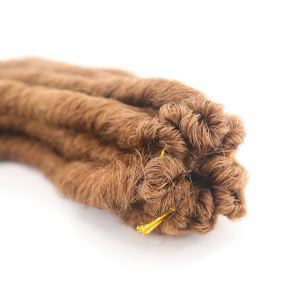 SOKU Brown Faux Locs Braids Straight Hair Extensions 20 Inch Long Soft Crochet Hair Braided Synthetic Afro Dreadlocks Hair