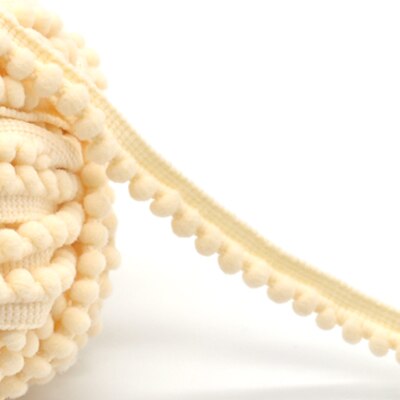5yd/lot 10mm breedte kleurrijke kleine PP bal kant lint kwastje trim naaien materiaal accessoires voor woondecoratie: beige 800