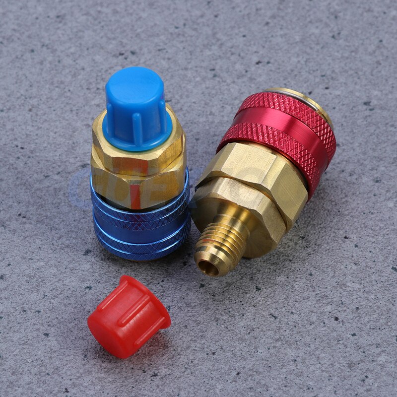 2PCS fast connector car air conditioning fast joint coupler adapter high and low pressure liquid conversion joint fluoride tool