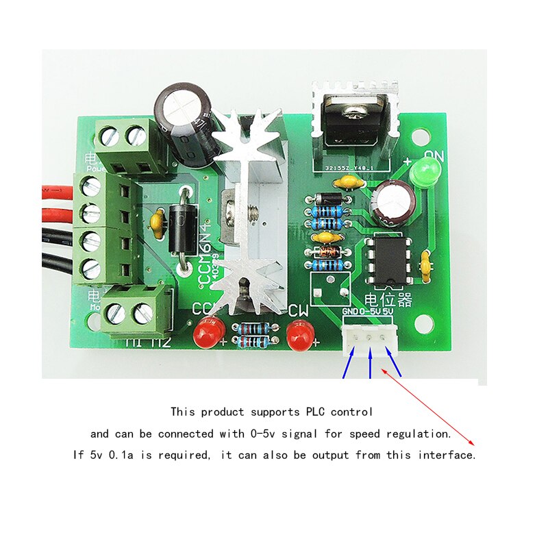 CCM6N 6V-30V Dc Motor Speed Controller Vooruit &amp; Achteruit Schakelaar 6A Pwm Verstelbare Motor Speed Regulator met 5V 0.1A Uitgang