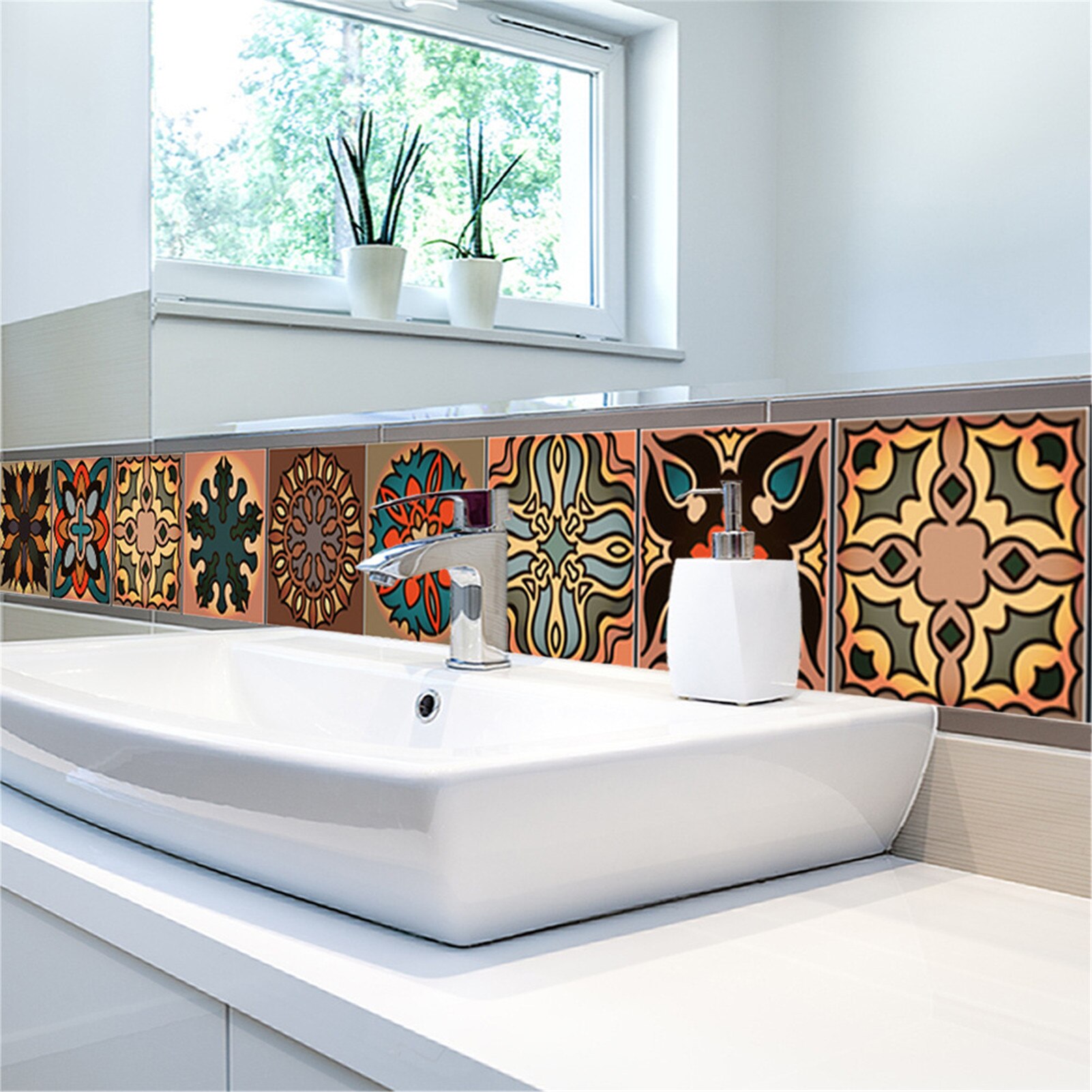 Pvc Tegel Decals Zelfklevende Waterdichte Sticker Badkamer Decoratie Creatieve Zware Kleur Marokkaanse Stijl Tegels Keuken Badkamer