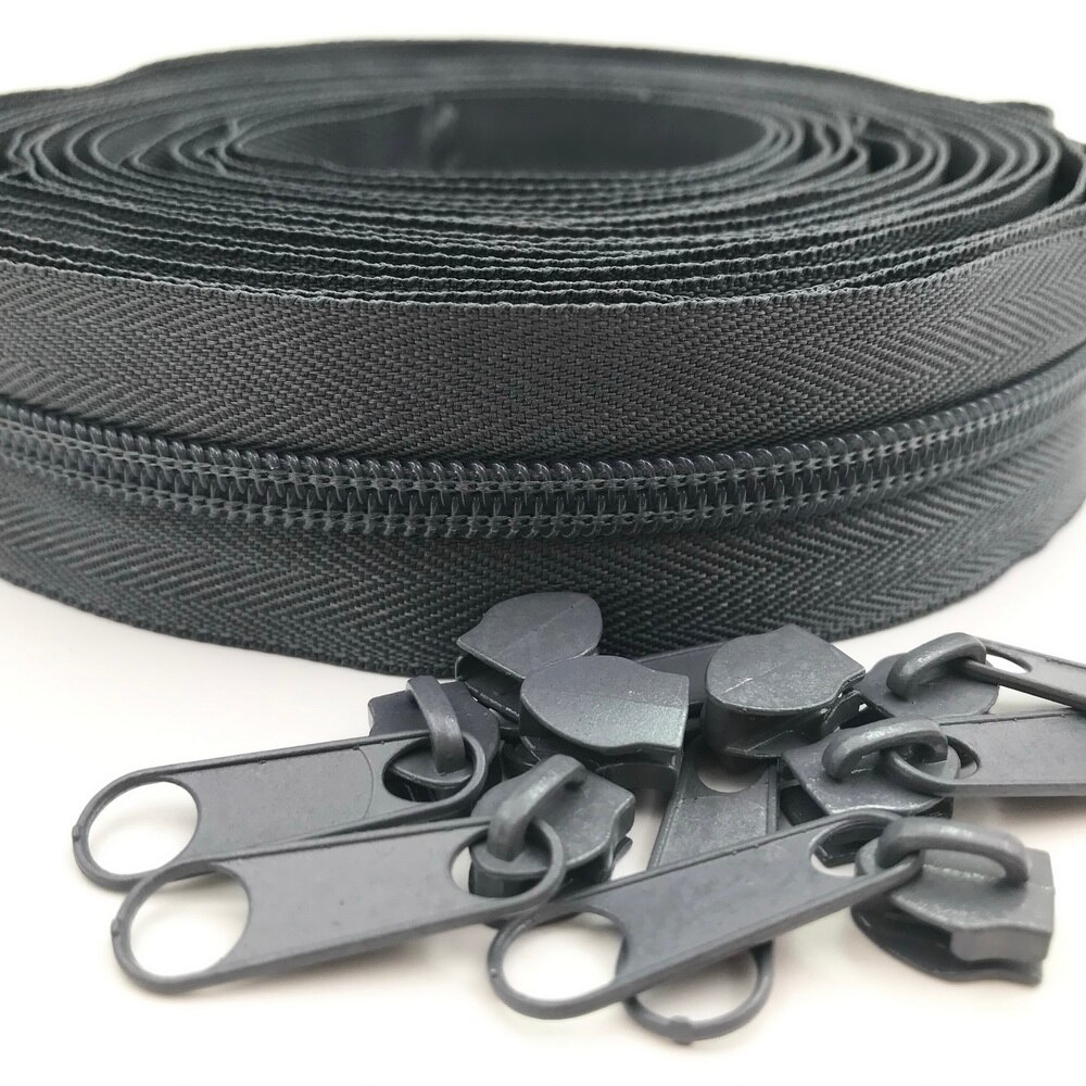 #5 5 Meter 24 Farben Nylon Spule Reißverschlüsse durch sterben Hof mit 10 stücke Schieberegler für DIY NäHenne Schneider handwerk Taschen: 312 dunkel grau