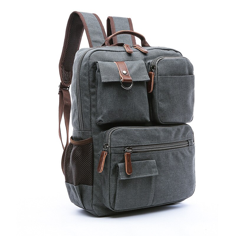 Canvas Tas Rugzak Schoudertas Mannen Laptop Rugzak Juveniele Mannelijke Rugzak Computer Rugzak Tas: Grijs