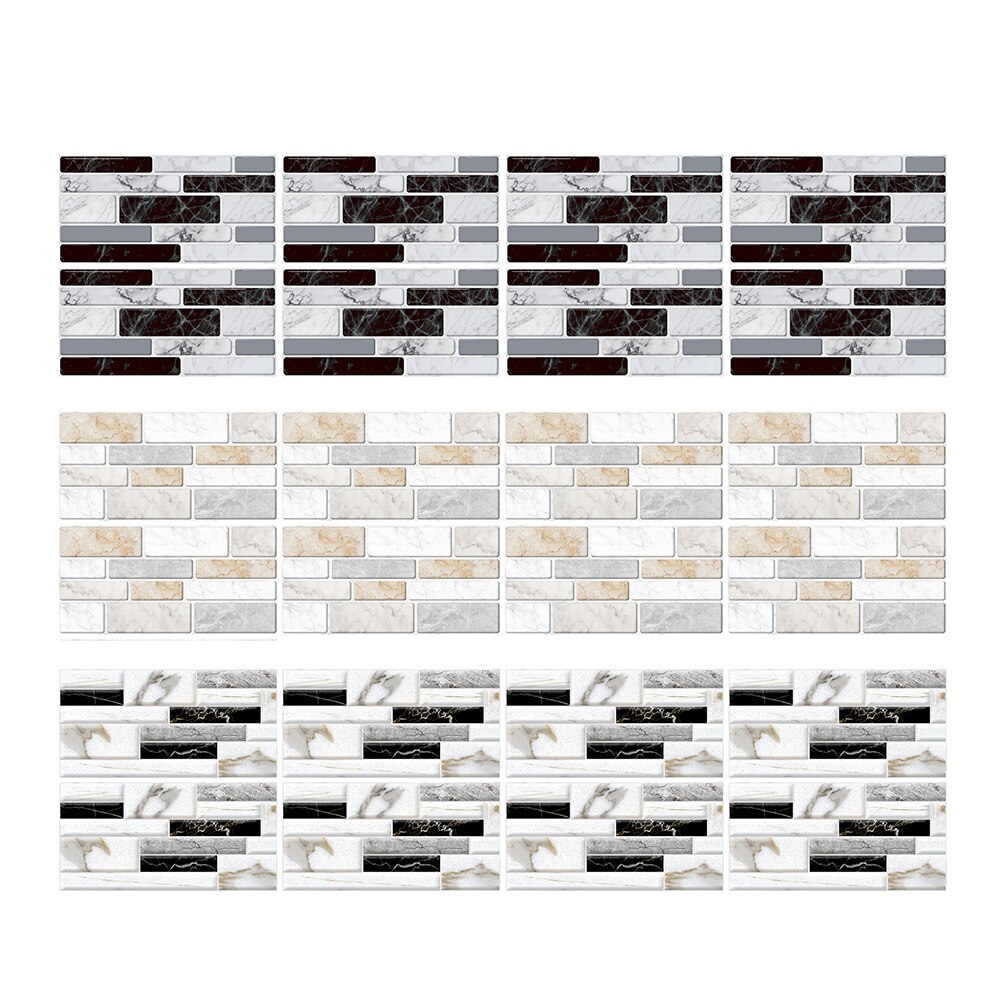 9Pcs 20x10cm Marble Texture Waterproof Tile Sticker DIY House Floor Wall Decor