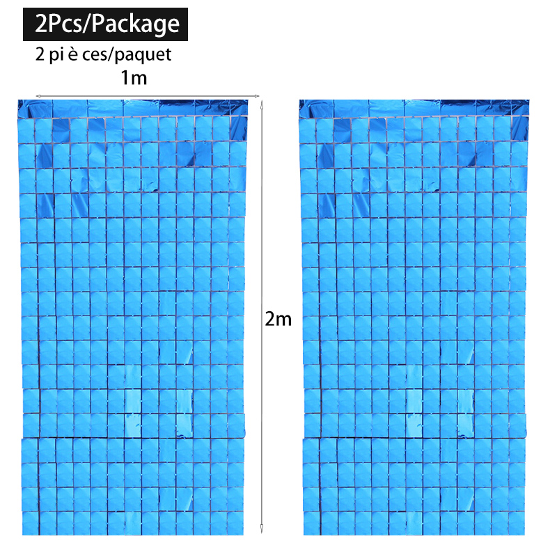 2 Stks/partij Bruiloft Decoratie Kleine Vierkante Bachelorette Party Achtergronden Verjaardagsfeestje Decoraties Muur Achtergrond Gordijn: Blue