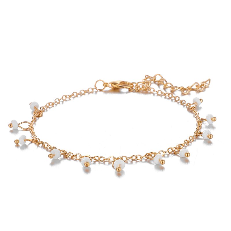 Docona 4 unidades por juego, pulsera de cadena con cuentas de flecha Bohemia para mujer, conjunto de pulsera circular con cuentas, accesorios de joyería 14411