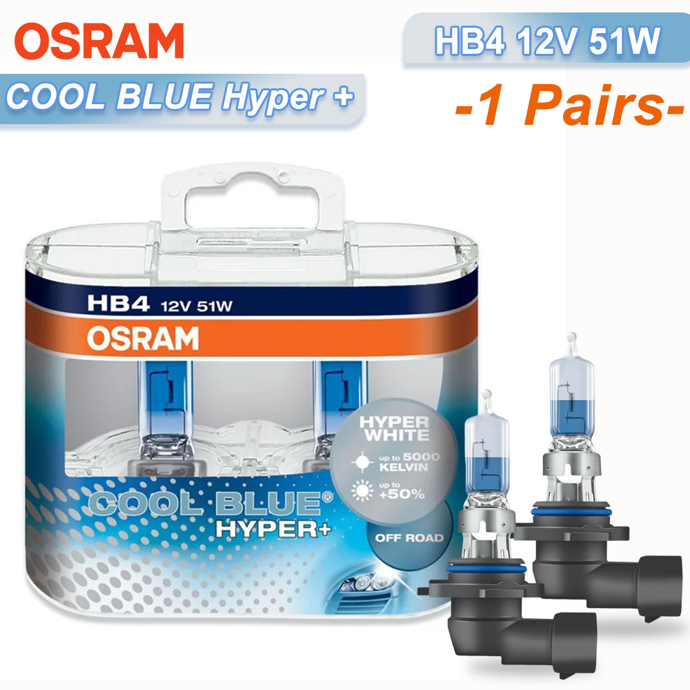 OSRAM Cool Blue Hyper White H1 H7 H4 H1 H11 HB3 9005 HB4 9006 Halogen Headlight Car Light Hi/Lo Beam 5300K 12V 55W Bulb, Pair: RED