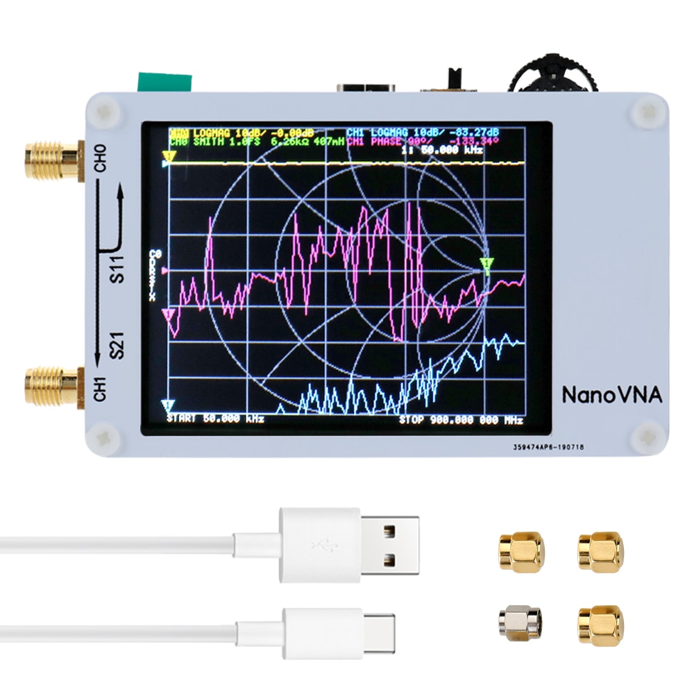 Portátil MF HF VHF UHF antena analizador de red de Vector analizador 50 KHz-900 MHz LCD Antena Digital analizador medidor de frecuencia