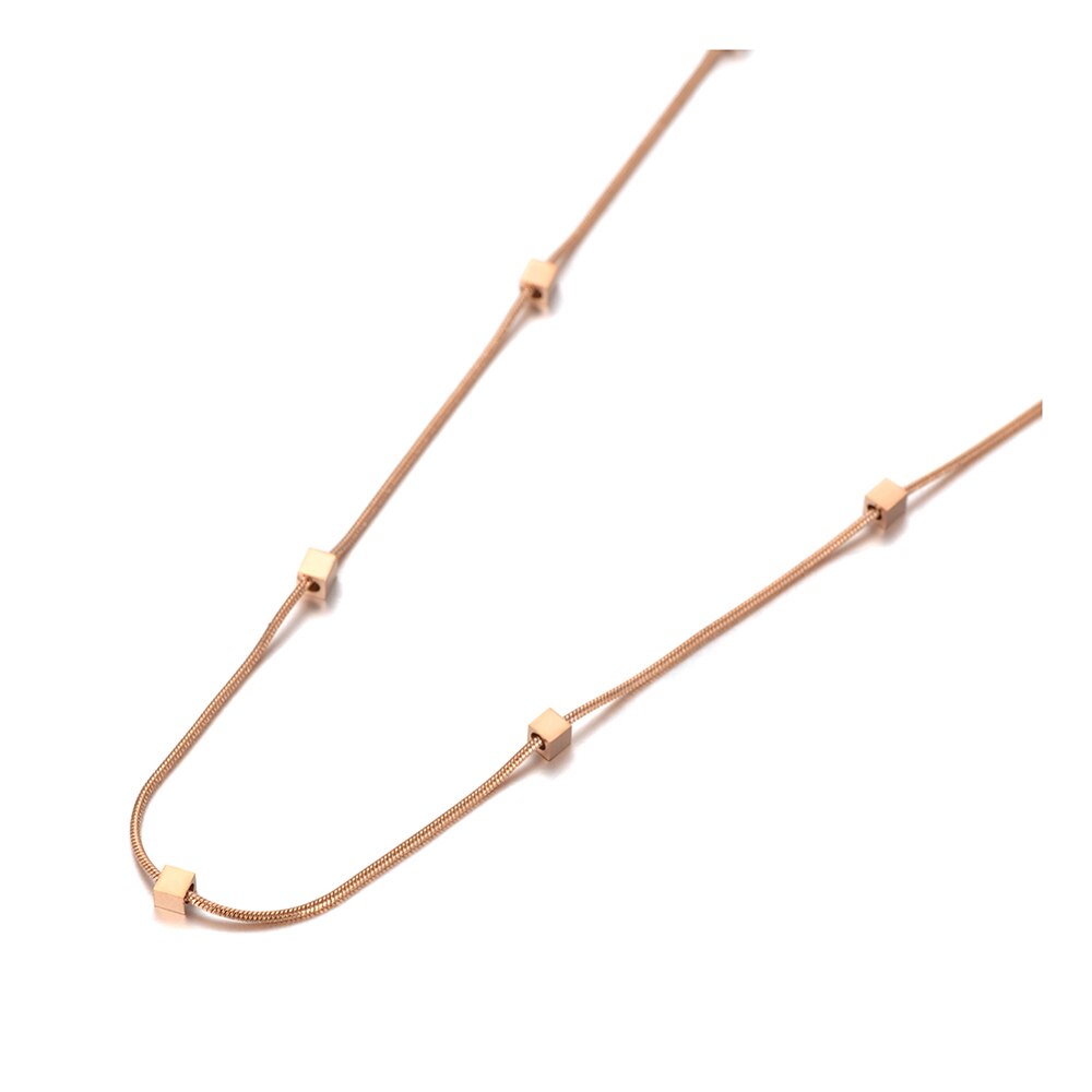 Lokaer Trendy Kleine Vierkante Charm Hanger Ketting Voor Vrouwen Rvs Bohemen Party Snake Collier Sieraden N20141: Rose Goud Kleur