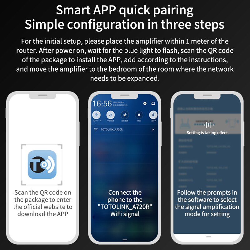 TOTOLINK A720R Dual Band Router With 4*6dBi Antennas WiFi Signal Amplifier Supports Four Working Modes
