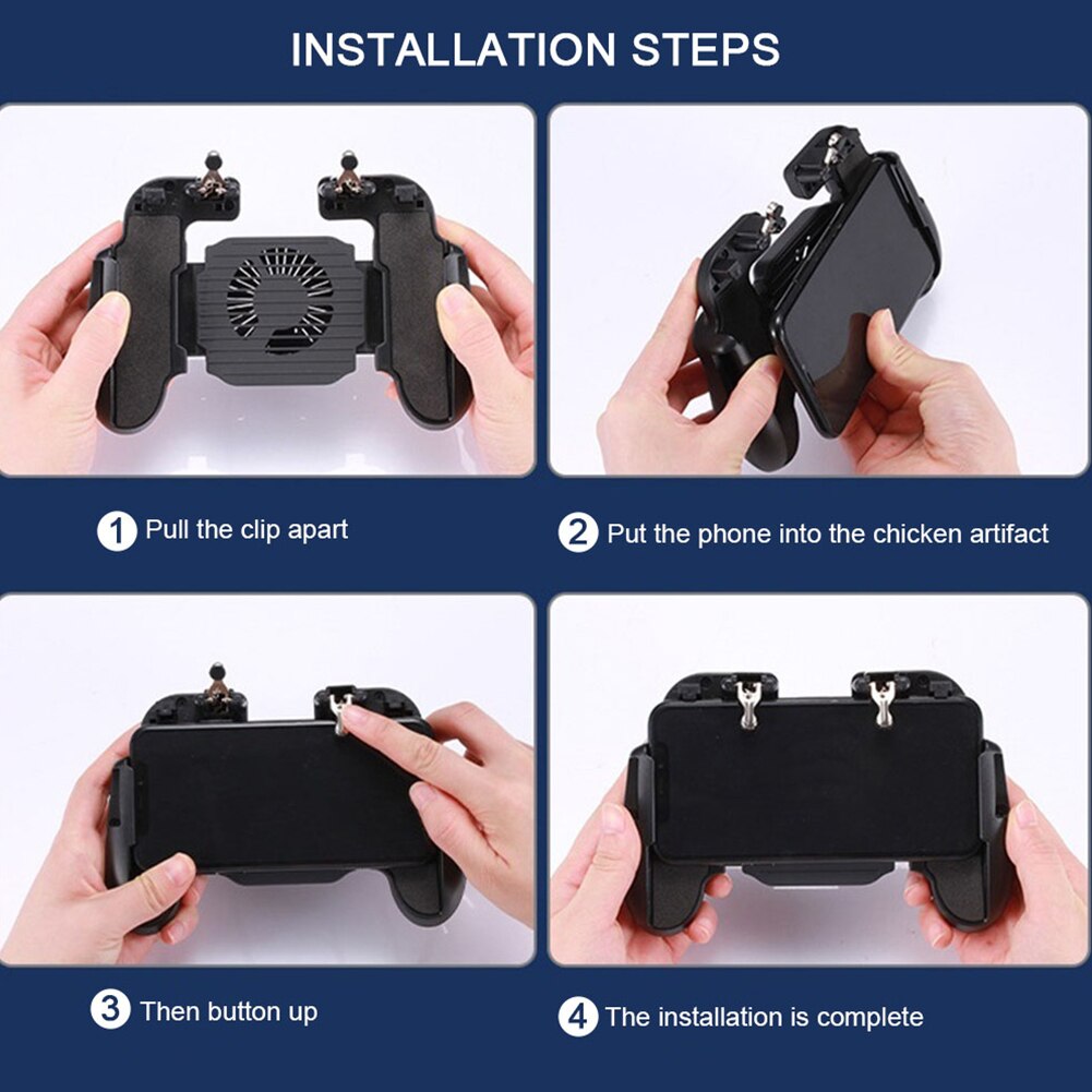 H5 Houder Controller Joystick Trigger Hand Grip Koelventilator Zwart Intrekbare ABS Mobiele Telefoon USB Kabel Gamepad Batterij