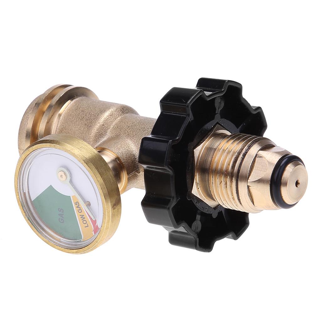 Propane Adapter Tank Gauge Gas Grill BBQ Pressure Meter Indicator Fuel Brass builtin detection