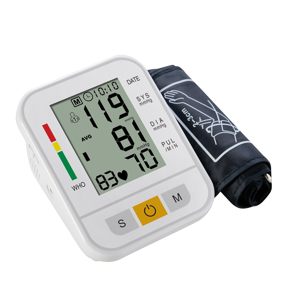 Arm Automatic Blood Pressure Monitor BP Sphygmomanometer Pressure Meter Tonometer for Measuring Arterial Pressure Backlight