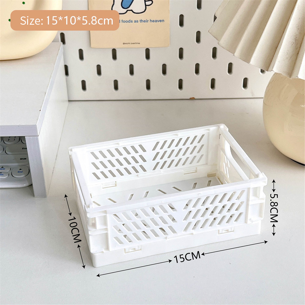 Opvouwbare krat Plastic opvouwbare opbergdoos Mand Utility Cosmetische container Desktophouder Thuisgebruik Schoolbank opbergdoos: green
