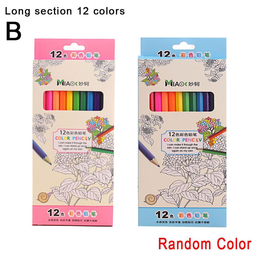 Lápiz de madera de colores Kawaii para niños, grafiti de madera para dibujar, suministros de pintura de arcoíris para la escuela, 12/24 colores