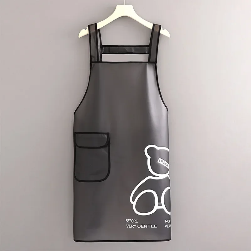 White Black Tpu Kitchen Apron Waterproof Oil Resistant Work Apron Translucent Black Dirt-proof Cleaning Aprons With Pockets: Red