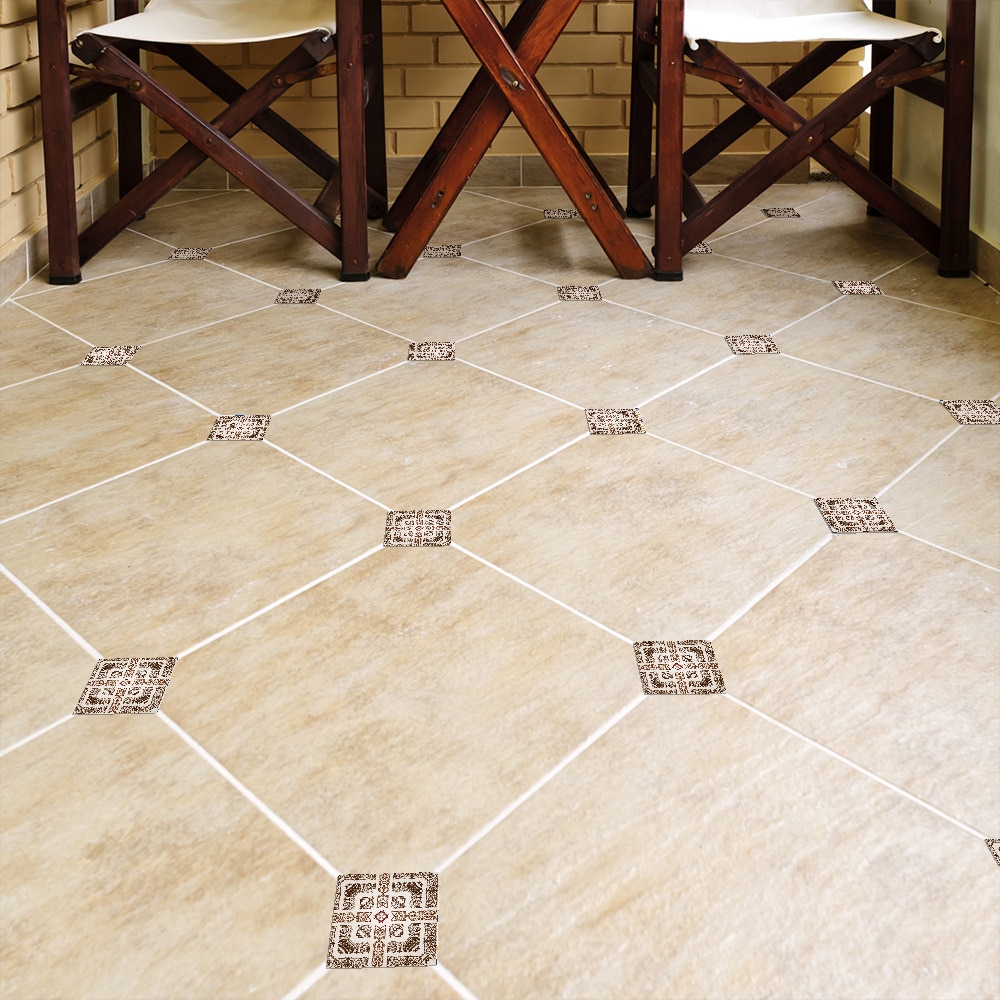 Funlife Diagonal Sticker Tile Floor Wall Stickers,Lace Ground Diagonal Decals Home Decor for Bathroom Living Room,Self Adhesive