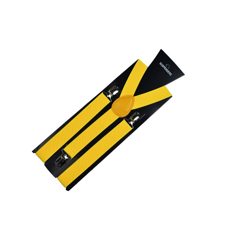 Bretelle regolabili per camicie pantaloni Jeans bretelle a Clip elastico tinta unita y-back sospensione Slim uomo adulto bretelle Unisex: YELLOW