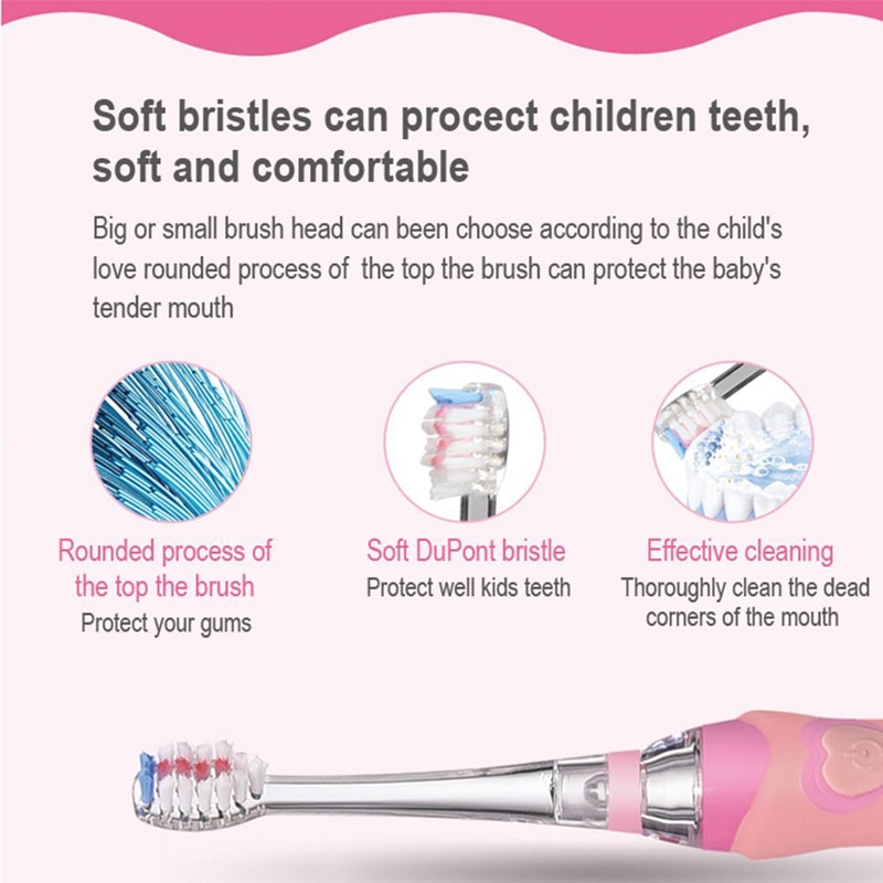 Seago-cepillo de dientes eléctrico para niños, linterna LED de colores, 16000 golpes, resistente al agua, alimentado por batería