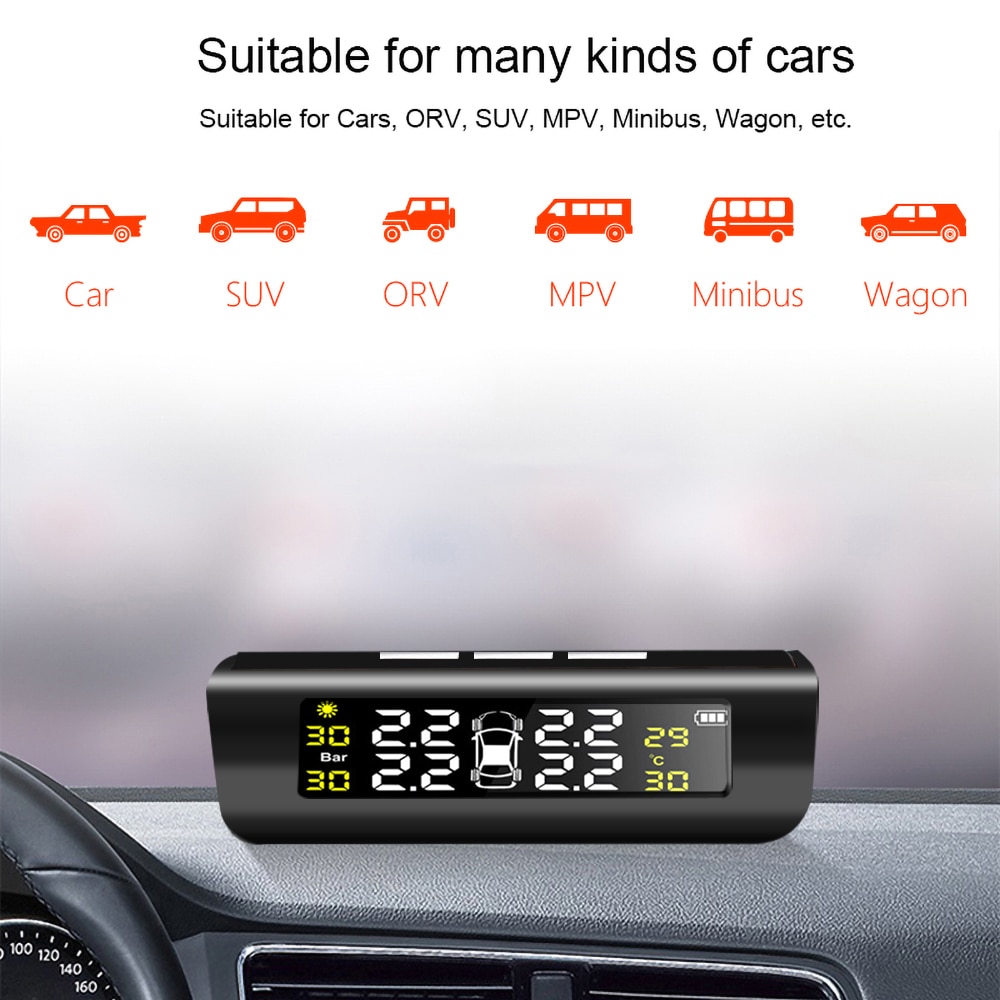 4 sensors car tire pressure alarm TPMS Digital display auto tyre pressure tester leak warning tire presssure monitoring system