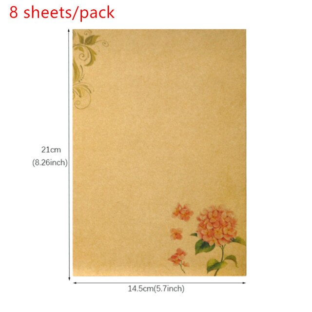 8 Sheets 21X14.5Cm Vintage Kraft Papier Schrijven Brief Briefpapier Romantische Note Craft Papier Schilderen Verpakking Papier: F