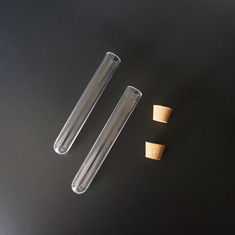 Tube à essai en plastique de laboratoire 15x100mm, avec bouchon en bois de liège, bouteille rechargeable, d'expérimentation, 30 pièces/paquet