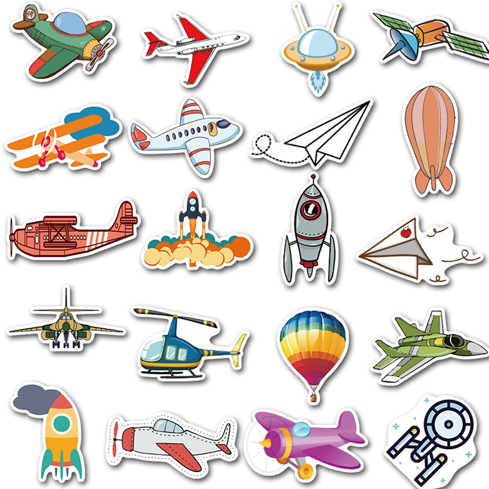 40 stk tegneserie fly klistermærker luftballon fly raketter ufo pvc mærkater klistermærke til bil laptop skateboard rejse kuffert