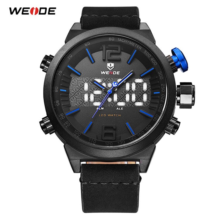WEIDE Men Watch Relogio Masculino Digital Auto Date Alarm Back Light Watch Quartz Multiple Time Zone Wristwatches Men's Watches: WH6101B-3C