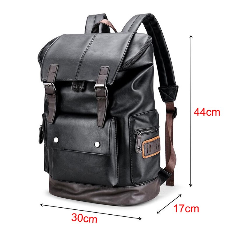 Enkel lappeteppe stor kapasitet herre skinnsekk til menn uformelle menn dagsekker sekk lær travle ryggsekk mochila