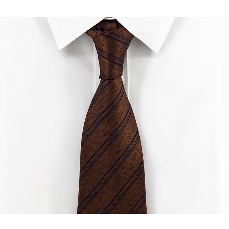 Brown Ties for Men Brand 8CM Wide Striped Tie Formal Business Necktie Men's