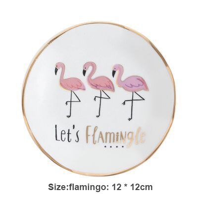 Europa Keramische Schotel Plaat Decoratieve Kleine Sieraden Lade Cactus Hand Vorm Opslag Plaat Ketting Snacks Dessert Gerechten Decor: S-Flamingo